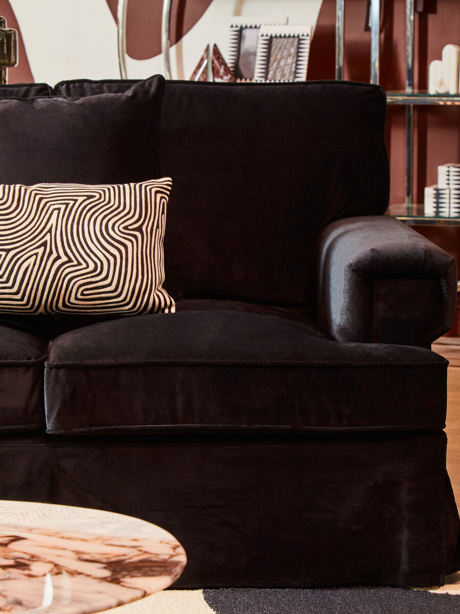 3 Seater Black Velvet Sofa, Ralph