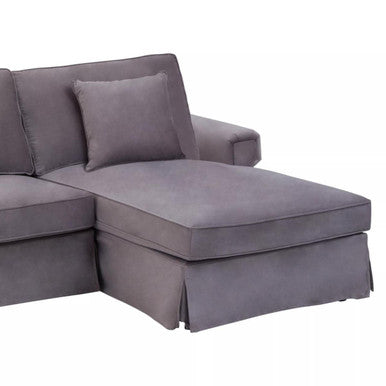 3 Seater Grey Velvet Right Chaise Sofa, Ralph