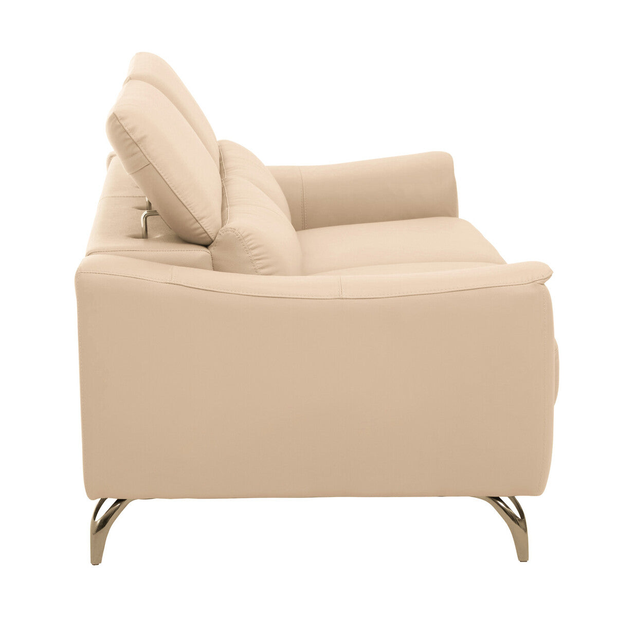 3 Seater Stone Leather Sofa with Adjustable Headrests, Padua