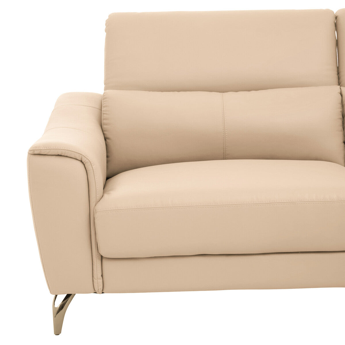 3 Seater Stone Leather Sofa with Adjustable Headrests, Padua