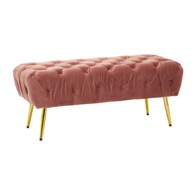 Tamra Dusty Pink Velvet Bench with Button Tufting