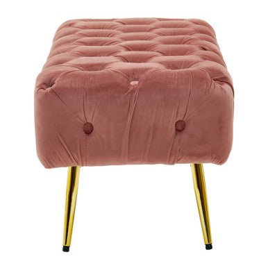 Tamra Dusty Pink Velvet Bench with Button Tufting