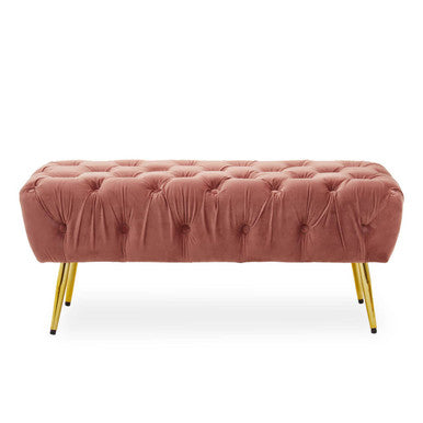Tamra Dusty Pink Velvet Bench with Button Tufting