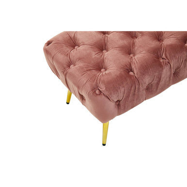 Tamra Dusty Pink Velvet Bench with Button Tufting