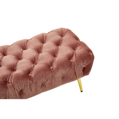Tamra Dusty Pink Velvet Bench with Button Tufting