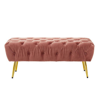 Tamra Dusty Pink Velvet Bench with Button Tufting
