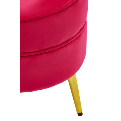 Tamra Bright Pink Velvet Footstool with Gold Finish Legs