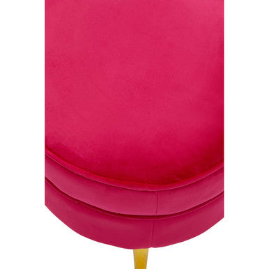Tamra Bright Pink Velvet Footstool with Gold Finish Legs