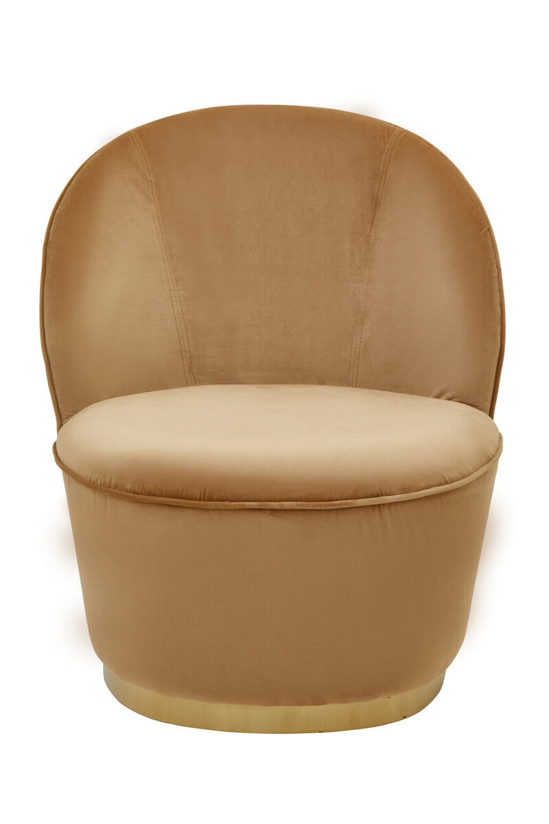 Tamra Beige Velvet Chair with Gold Finish Base