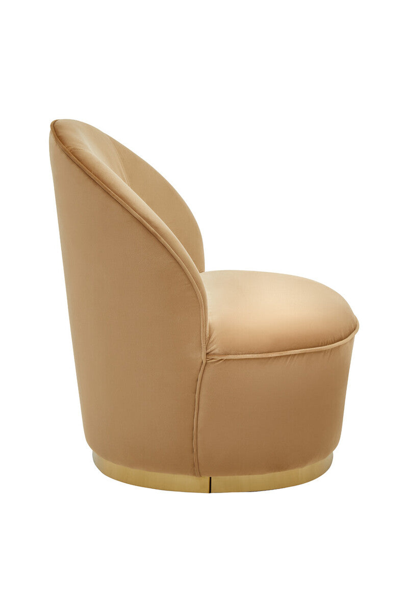 Tamra Beige Velvet Chair with Gold Finish Base
