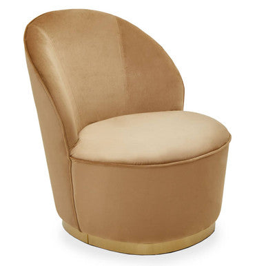 Tamra Beige Velvet Chair with Gold Finish Base