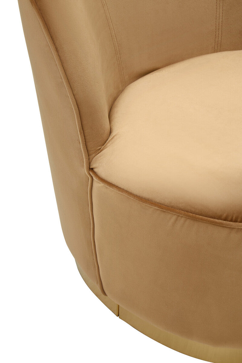 Tamra Beige Velvet Chair with Gold Finish Base