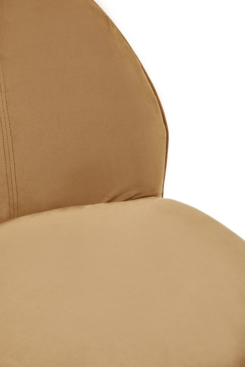 Tamra Beige Velvet Chair with Gold Finish Base