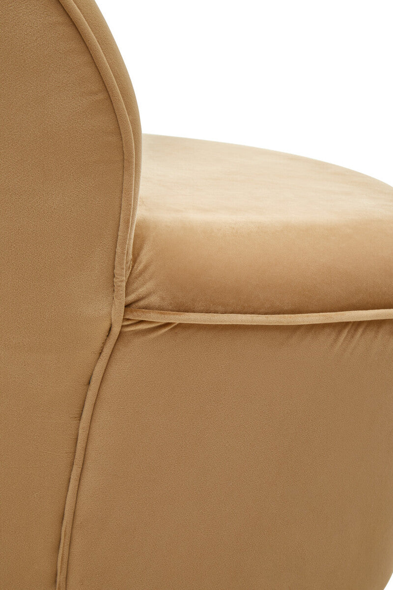 Tamra Beige Velvet Chair with Gold Finish Base