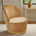 Tamra Beige Velvet Chair with Gold Finish Base