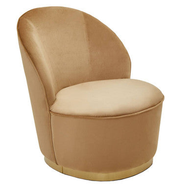 Tamra Beige Velvet Chair with Gold Finish Base