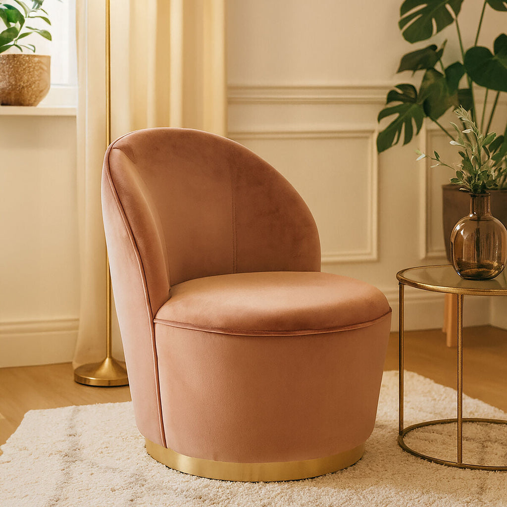 Tamra Dusty Pink Velvet Chair with Gold Finish Base