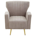 Hayley Mink Velvet Winged Armchair with Gold Finish Metal Legs