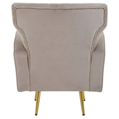 Hayley Mink Velvet Winged Armchair with Gold Finish Metal Legs
