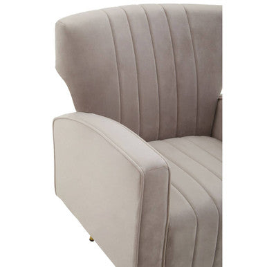 Hayley Mink Velvet Winged Armchair with Gold Finish Metal Legs