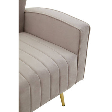 Hayley Mink Velvet Winged Armchair with Gold Finish Metal Legs