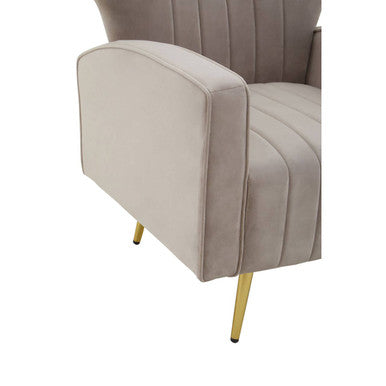 Hayley Mink Velvet Winged Armchair with Gold Finish Metal Legs