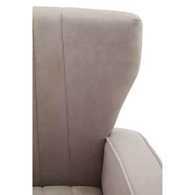Hayley Mink Velvet Winged Armchair with Gold Finish Metal Legs
