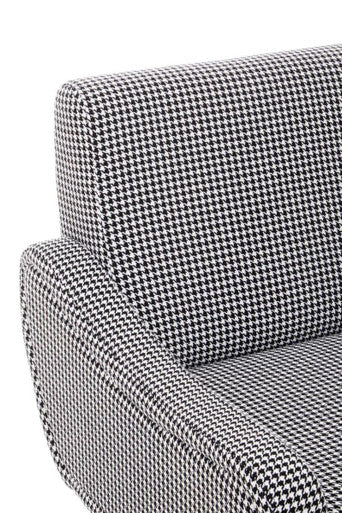 Holli Black and White Houndstooth Armchair with Gold Finish Metal Legs