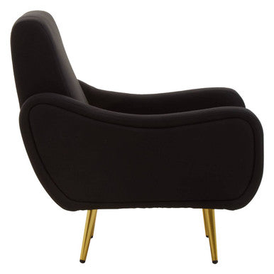 Holli Black Fabric Armchair with Gold Finish Metal Legs