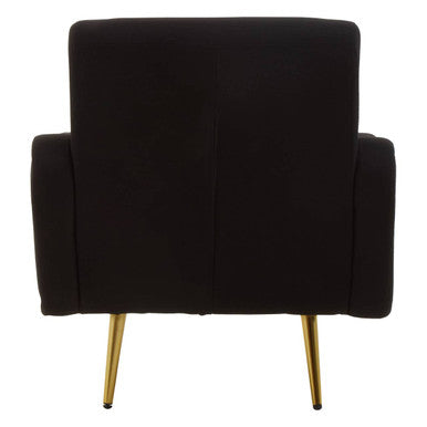 Holli Black Fabric Armchair with Gold Finish Metal Legs