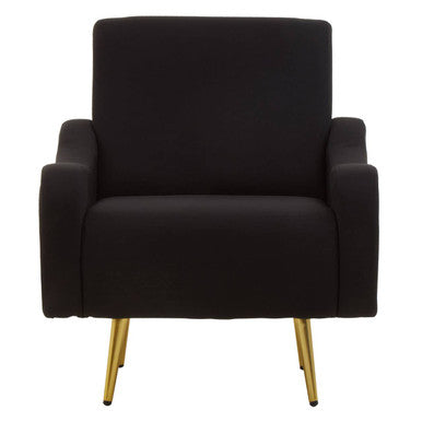 Holli Black Fabric Armchair with Gold Finish Metal Legs