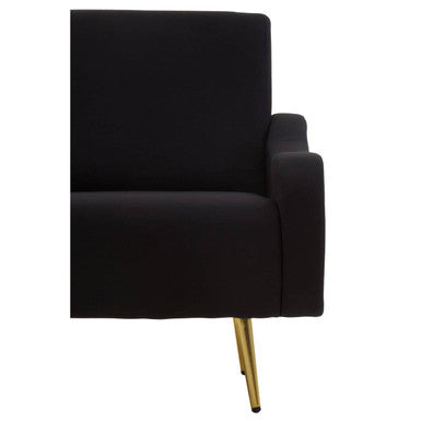 Holli Black Fabric Armchair with Gold Finish Metal Legs