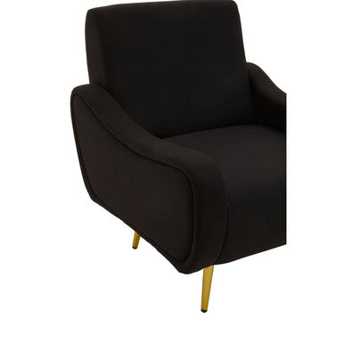Holli Black Fabric Armchair with Gold Finish Metal Legs