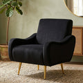 Holli Black Fabric Armchair with Gold Finish Metal Legs