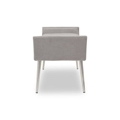 Gilden Grey Fabric Bench with Angular Silver Base