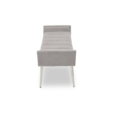 Gilden Grey Fabric Bench with Angular Silver Base