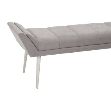 Gilden Grey Fabric Bench with Angular Silver Base