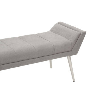 Gilden Grey Fabric Bench with Angular Silver Base