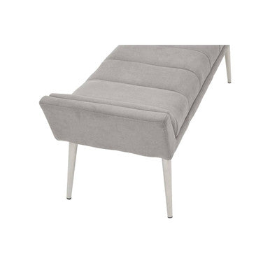Gilden Grey Fabric Bench with Angular Silver Base