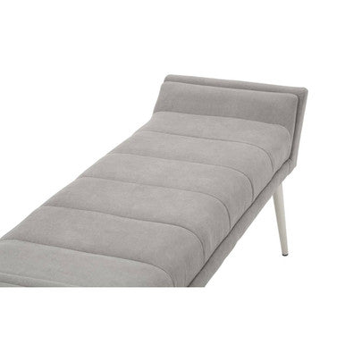 Gilden Grey Fabric Bench with Angular Silver Base