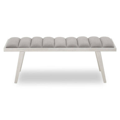 Gilden Grey Velvet Bench with Brushed Silver Frame