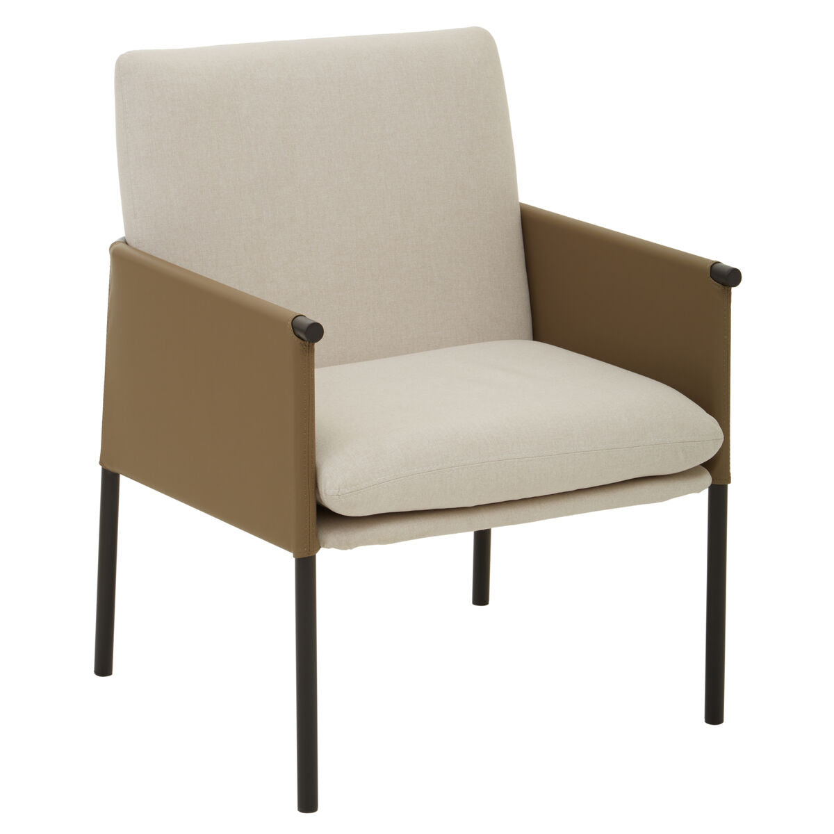 Gilden White Fabric and Brown Leather Effect Dining Chair