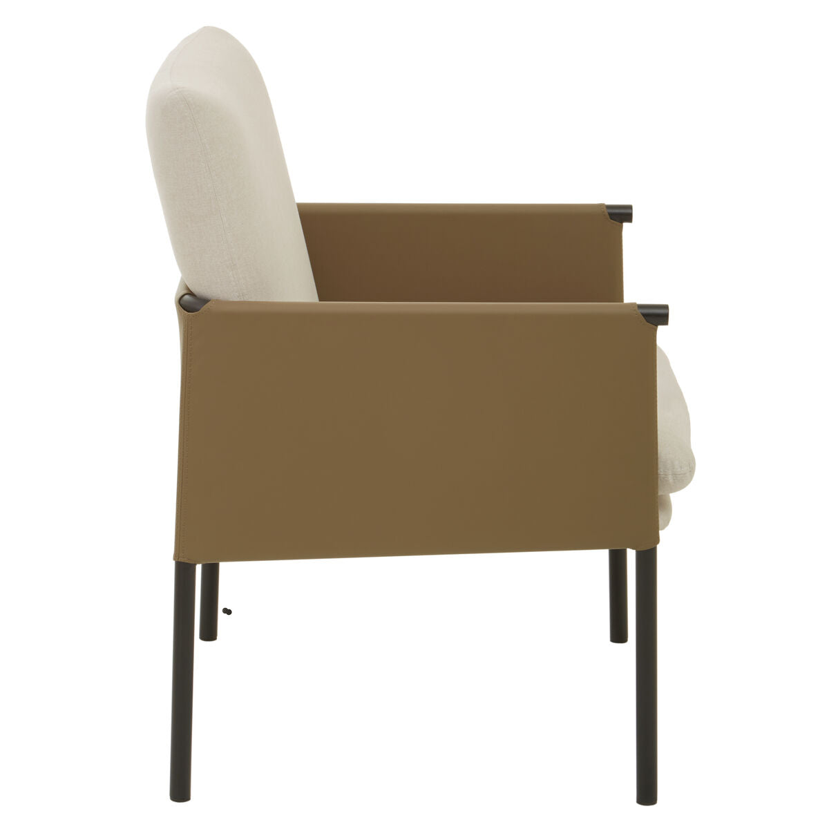 Gilden White Fabric and Brown Faux Leather Dining Chair
