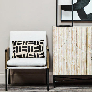 Gilden White Fabric and Brown Leather Effect Dining Chair