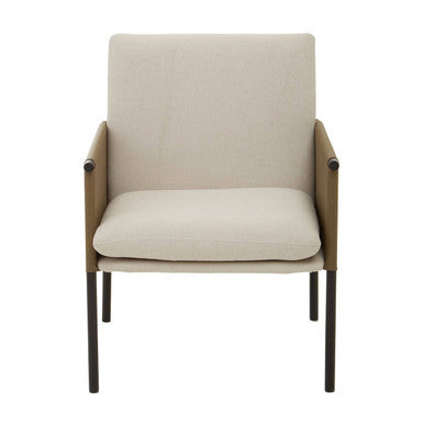 Gilden White Fabric and Brown Leather Effect Dining Chair
