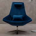 Kalo Navy Velvet Swivel Lounge Chair with Silver Star Base