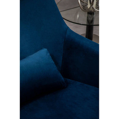 Kalo Navy Velvet Swivel Lounge Chair with Silver Star Base