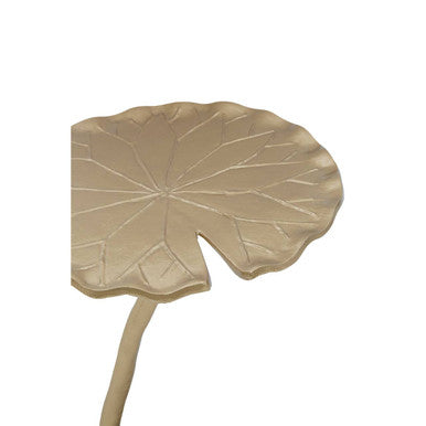 Handcrafted Floral Round Side Table with Warm Gold Finish, Inventivo