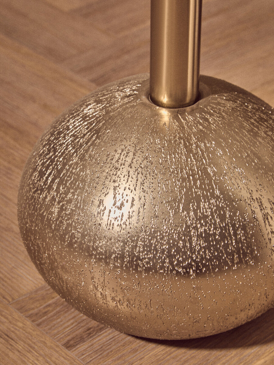 Geometric Mosaic Top Gold Finish Side Table with Slim Column and Round Base, Inventivo