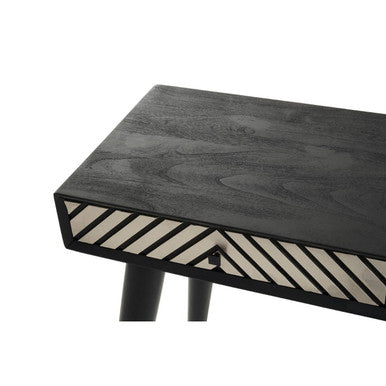 Silver and White Two Drawer Console Table in Acacia Wood, Boho